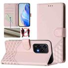 For Honor 200 Lite 5G Global Honeycomb Embossing RFID Leather Phone Case(Pink) - 1