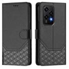 For Honor 200 Lite 5G Global Honeycomb Embossing RFID Leather Phone Case(Black) - 2