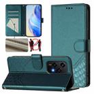For Honor 200 Lite 5G Global Honeycomb Embossing RFID Leather Phone Case(Peacock Green) - 1