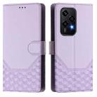 For Honor 200 Lite 5G Global Honeycomb Embossing RFID Leather Phone Case(Light Purple) - 2