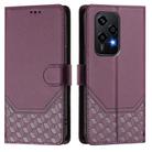 For Honor 200 Lite 5G Global Honeycomb Embossing RFID Leather Phone Case(Violet) - 2