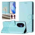 For Honor 200 Pro Honeycomb Embossing RFID Leather Phone Case(Mint Green) - 1