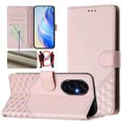 For Honor 200 Pro Honeycomb Embossing RFID Leather Phone Case(Pink) - 1