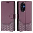 For Honor 200 Pro Honeycomb Embossing RFID Leather Phone Case(Violet) - 2