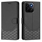 For Honor 200 Smart 5G Honeycomb Embossing RFID Leather Phone Case(Black) - 2