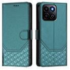 For Honor 200 Smart 5G Honeycomb Embossing RFID Leather Phone Case(Peacock Green) - 2