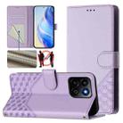 For Honor 200 Smart 5G Honeycomb Embossing RFID Leather Phone Case(Light Purple) - 1
