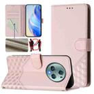 For Honor Magic5 Pro Honeycomb Embossing RFID Leather Phone Case(Pink) - 1