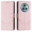 For Honor Magic5 Pro Honeycomb Embossing RFID Leather Phone Case(Pink) - 2