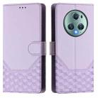 For Honor Magic5 Pro Honeycomb Embossing RFID Leather Phone Case(Light Purple) - 2