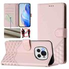 For Honor Magic6 5G Honeycomb Embossing RFID Leather Phone Case(Pink) - 1