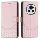 For Honor Magic6 5G Honeycomb Embossing RFID Leather Phone Case(Pink) - 2