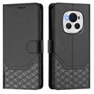 For Honor Magic6 5G Honeycomb Embossing RFID Leather Phone Case(Black) - 2