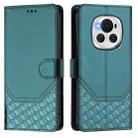 For Honor Magic6 5G Honeycomb Embossing RFID Leather Phone Case(Peacock Green) - 2