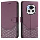 For Honor Magic6 5G Honeycomb Embossing RFID Leather Phone Case(Violet) - 2