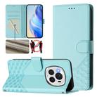 For Honor Magic6 Pro 5G Honeycomb Embossing RFID Leather Phone Case(Mint Green) - 1