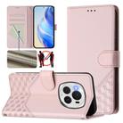 For Honor Magic6 Pro 5G Honeycomb Embossing RFID Leather Phone Case(Pink) - 1