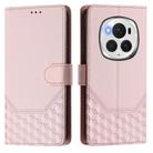 For Honor Magic6 Pro 5G Honeycomb Embossing RFID Leather Phone Case(Pink) - 2