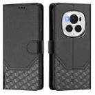 For Honor Magic6 Pro 5G Honeycomb Embossing RFID Leather Phone Case(Black) - 2