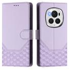 For Honor Magic6 Pro 5G Honeycomb Embossing RFID Leather Phone Case(Light Purple) - 2