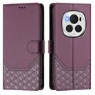 For Honor Magic6 Pro 5G Honeycomb Embossing RFID Leather Phone Case(Violet) - 2