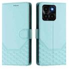 For Honor X6a 4G Honeycomb Embossing RFID Leather Phone Case(Mint Green) - 2