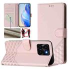 For Honor X6a 4G Honeycomb Embossing RFID Leather Phone Case(Pink) - 1