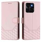 For Honor X6a 4G Honeycomb Embossing RFID Leather Phone Case(Pink) - 2