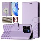 For Honor X6a 4G Honeycomb Embossing RFID Leather Phone Case(Light Purple) - 1