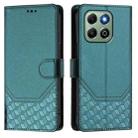 For Honor X6b Honeycomb Embossing RFID Leather Phone Case(Peacock Green) - 2