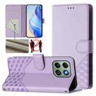 For Honor X6b Honeycomb Embossing RFID Leather Phone Case(Light Purple) - 1