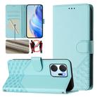 For Honor X7a 4G / Play 7T 5G Honeycomb Embossing RFID Leather Phone Case(Mint Green) - 1