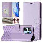 For Honor X7a 4G / Play 7T 5G Honeycomb Embossing RFID Leather Phone Case(Light Purple) - 1