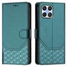 For Honor 70 Lite 5G Honeycomb Embossing RFID Leather Phone Case(Peacock Green) - 2