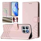 For Honor X8b 4G Honeycomb Embossing RFID Leather Phone Case(Pink) - 1