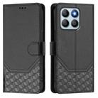 For Honor X8b 4G Honeycomb Embossing RFID Leather Phone Case(Black) - 2