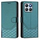 For Honor X8b 4G Honeycomb Embossing RFID Leather Phone Case(Peacock Green) - 2