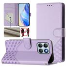 For Honor X8b 4G Honeycomb Embossing RFID Leather Phone Case(Light Purple) - 1