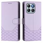 For Honor X8b 4G Honeycomb Embossing RFID Leather Phone Case(Light Purple) - 2