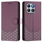 For Honor X8b 4G Honeycomb Embossing RFID Leather Phone Case(Violet) - 2