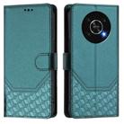 For Honor X30 5G / X9 5G / 4G Honeycomb Embossing RFID Leather Phone Case(Peacock Green) - 2