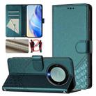 For Honor X40 5G / X9a 5G / Magic5 Lite Honeycomb Embossing RFID Leather Phone Case(Peacock Green) - 1