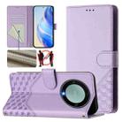 For Honor X40 5G / X9a 5G / Magic5 Lite Honeycomb Embossing RFID Leather Phone Case(Light Purple) - 1