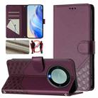 For Honor X40 5G / X9a 5G / Magic5 Lite Honeycomb Embossing RFID Leather Phone Case(Violet) - 1