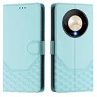 For Honor X9b 5G / Magic6 Lite 5G Honeycomb Embossing RFID Leather Phone Case(Mint Green) - 2