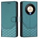 For Honor X9b 5G / Magic6 Lite 5G Honeycomb Embossing RFID Leather Phone Case(Peacock Green) - 2