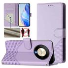 For Honor X9b 5G / Magic6 Lite 5G Honeycomb Embossing RFID Leather Phone Case(Light Purple) - 1