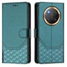 For Honor X9c 5G Honeycomb Embossing RFID Leather Phone Case(Peacock Green) - 2