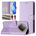 For Honor X9c 5G Honeycomb Embossing RFID Leather Phone Case(Light Purple) - 1