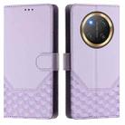 For Honor X9c 5G Honeycomb Embossing RFID Leather Phone Case(Light Purple) - 2